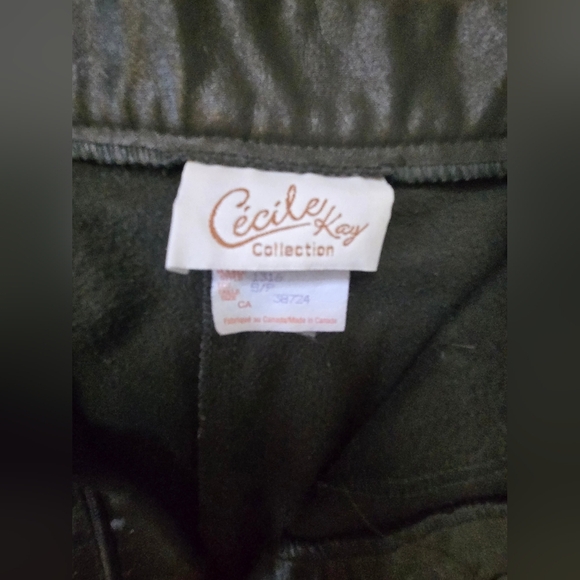 Vintage Olive Green Faux Leather Pants 80s Highrise Made In Canada Size S - Picture 6 of 7